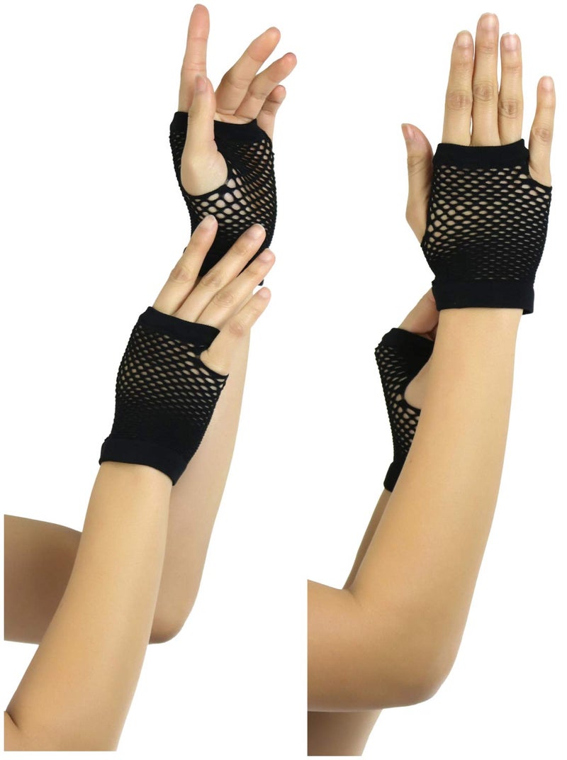 ToBeInStyle Women's Thick Diamond Net Gloves - Black - Image 3