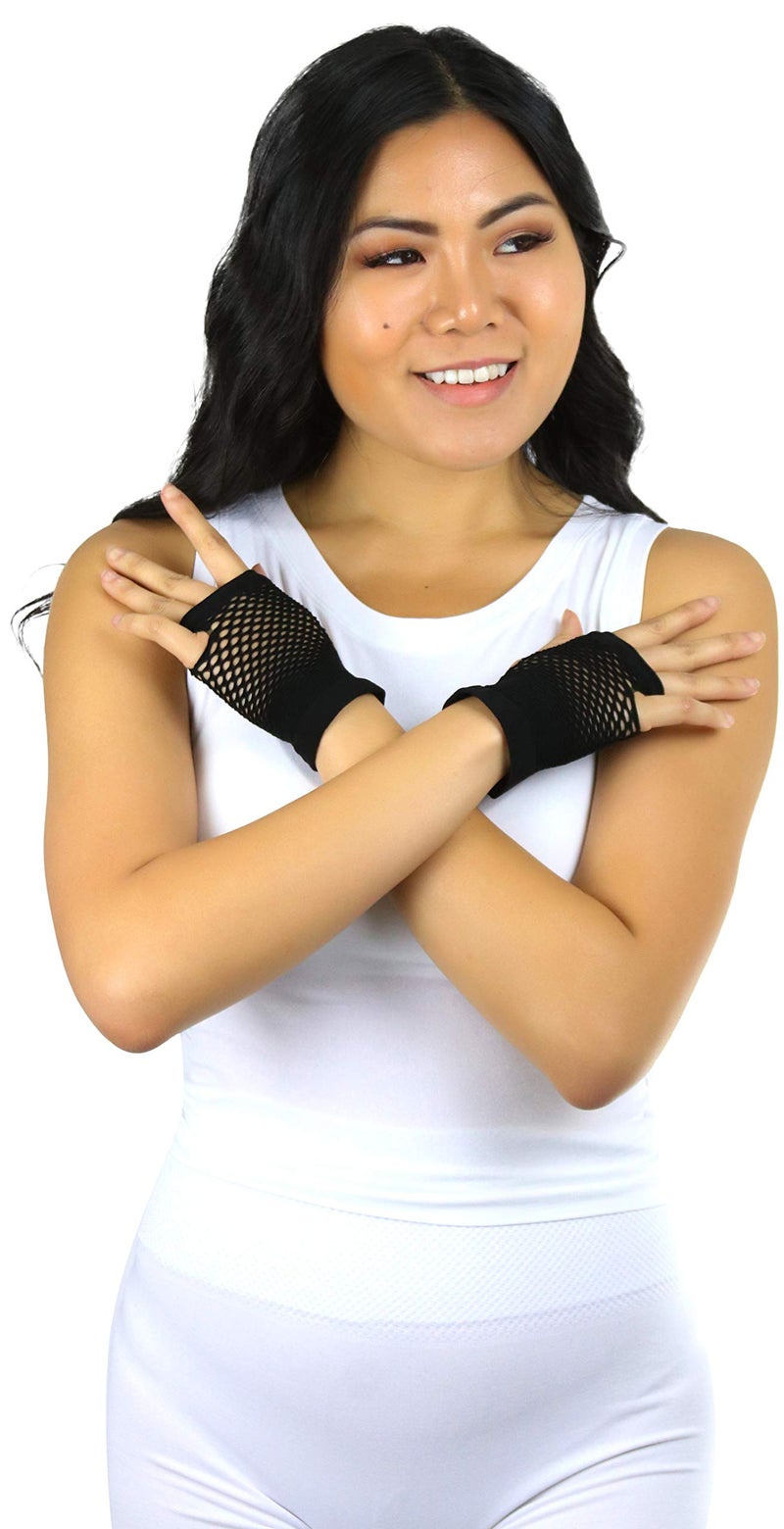 ToBeInStyle Women's Thick Diamond Net Gloves - Black - Image 4