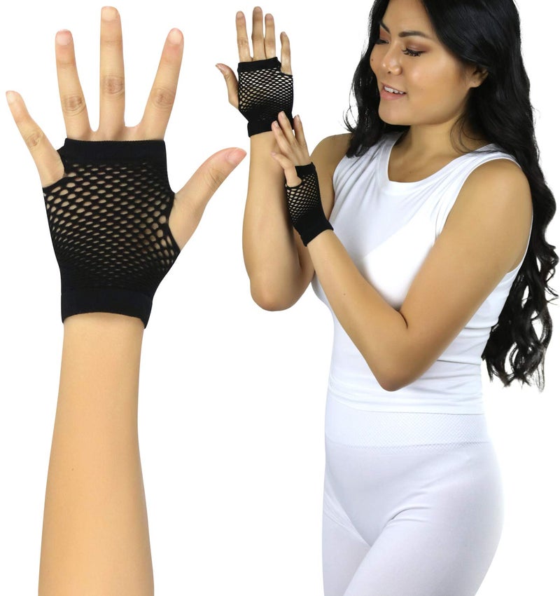 ToBeInStyle Women's Thick Diamond Net Gloves - Black - Image 2