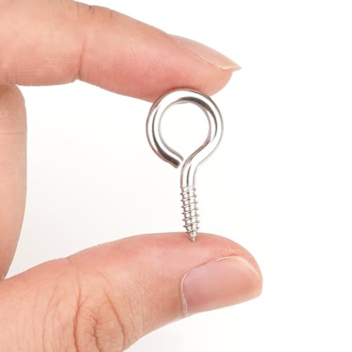 Aovchei Eye Screws, 50Pcs 1 Inch Long, 304 Stainless Steel Screw Hooks, Self Tapping Eye Bolts, Indoor & Outdoor for Hanging Artwork - Image 2