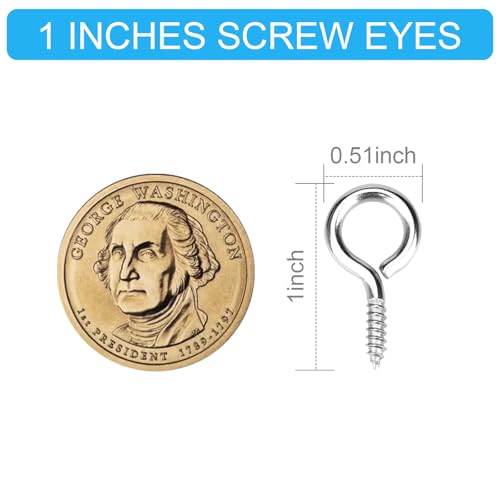 Aovchei Eye Screws, 50Pcs 1 Inch Long, 304 Stainless Steel Screw Hooks, Self Tapping Eye Bolts, Indoor & Outdoor for Hanging Artwork - Image 4