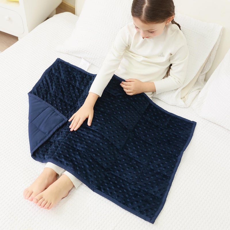 Mr. Sandman Weighted Lap Blanket 2LBS 20 x 30 Inches  Minky Dots Heavy Blanket with Glass Beads  Soft and Cooling for School and Home  Navy Blue - Image 1