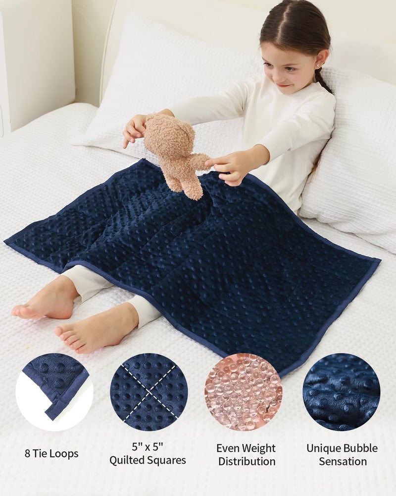 Mr. Sandman Weighted Lap Blanket 2LBS 20 x 30 Inches  Minky Dots Heavy Blanket with Glass Beads  Soft and Cooling for School and Home  Navy Blue - Image 4