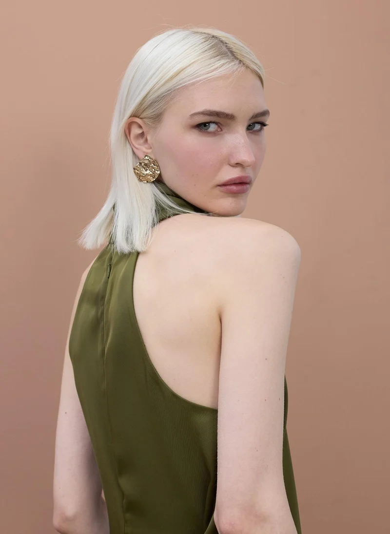 Lola Casademunt Satin Halter Neck Dress