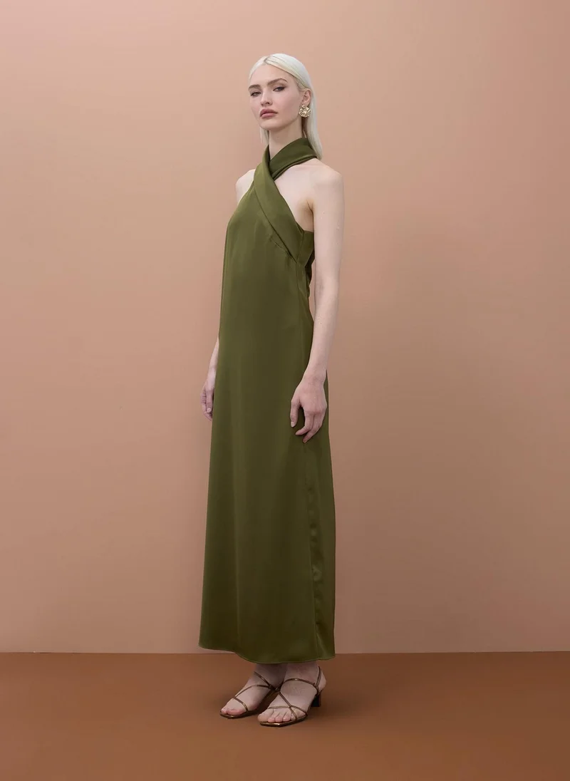 Lola Casademunt Satin Halter Neck Dress