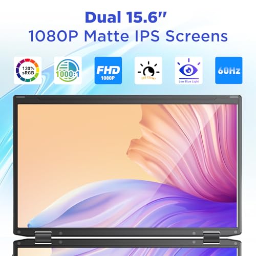 Maxfree Laptop Screen Extender, 15.6'' FHD 1080P Dual Portable Monitor with USB C, HDMI, Plug & Play, VESA Mountable, Lightweight, Dual Monitor for Laptop Windows Mac(M1/M2/M3 chip) Android Ps4 Switch - Image 4