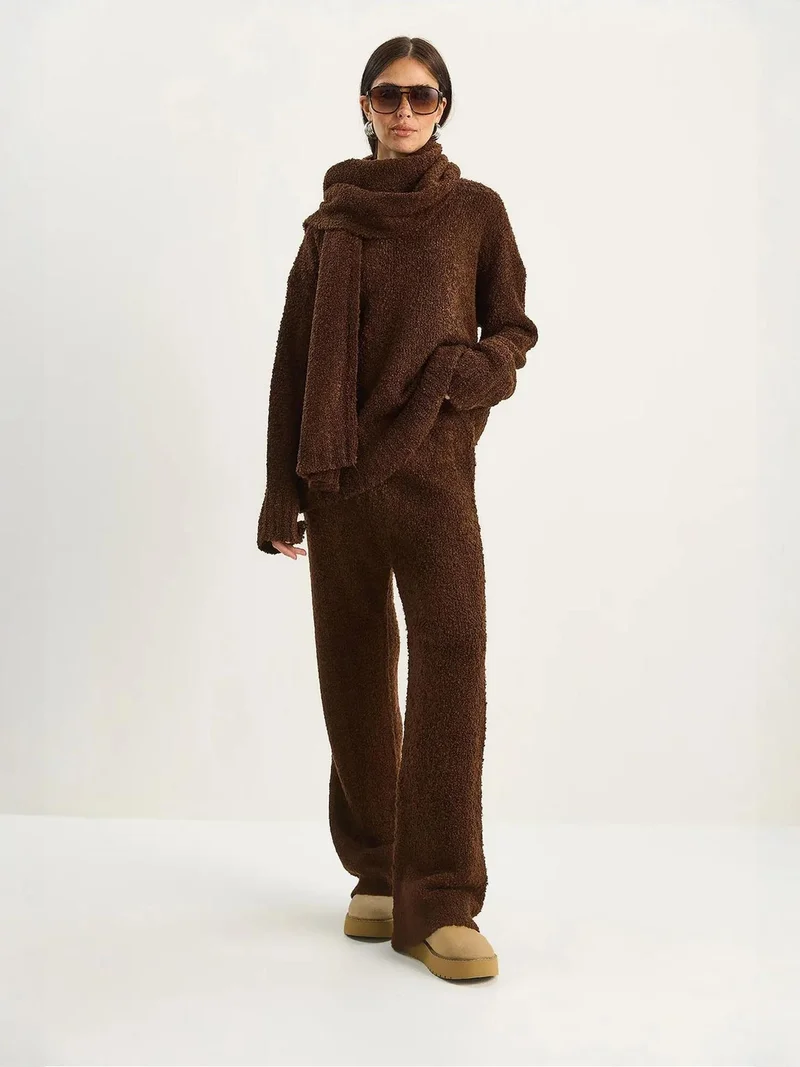 Bianco Lucci LUCCI Oversize Ribbed Knit Two-Piece Set