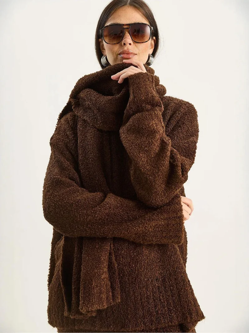 Bianco Lucci LUCCI Oversize Ribbed Knit Two-Piece Set