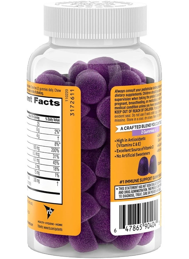 Airborne - Airborne KIDS Elderberry + Zinc & Vitamin C Gummies, Kids Immune Support with Powerful Antioxidants Vit D & E - 50 gummies, Elderberry Flavor - Image 1