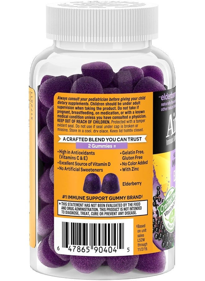 Airborne - Airborne KIDS Elderberry + Zinc & Vitamin C Gummies, Kids Immune Support with Powerful Antioxidants Vit D & E - 50 gummies, Elderberry Flavor - Image 1