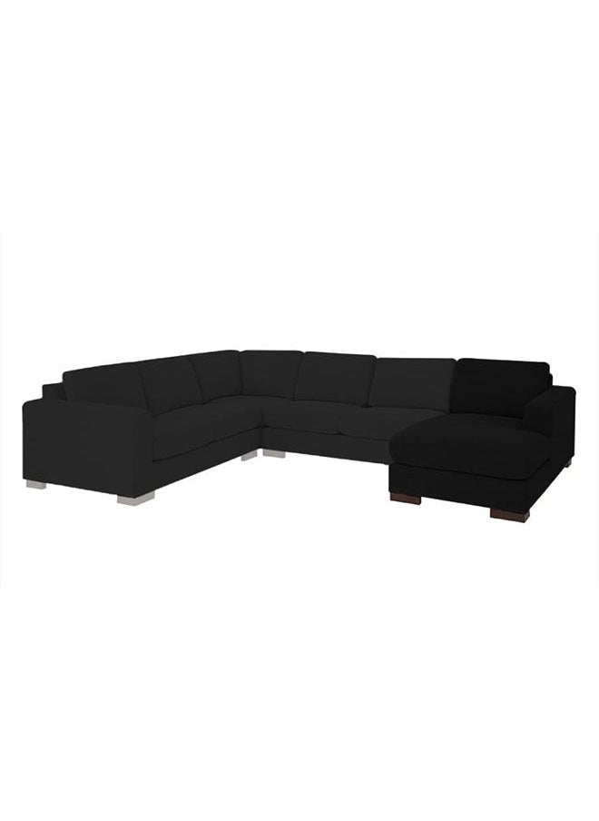 REGAL IN HOUSE - Right Corner Sofa with Left Armrest Upholstered in Linen 85x168x88 cm-Black - Image 1