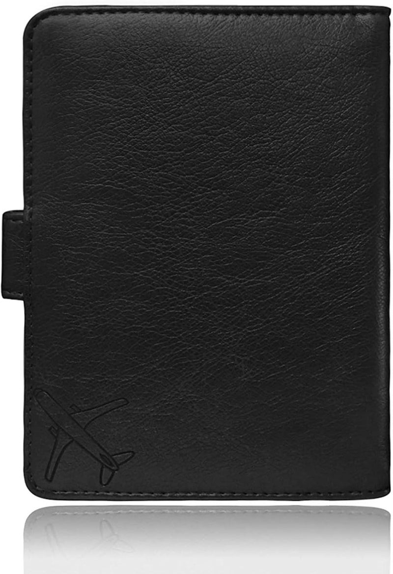 GQ Passport Holder Leather Travel Wallet - RFID Blocking Passport Cover with Magnetic Button for Women Men By Talent (Black) - Image 3