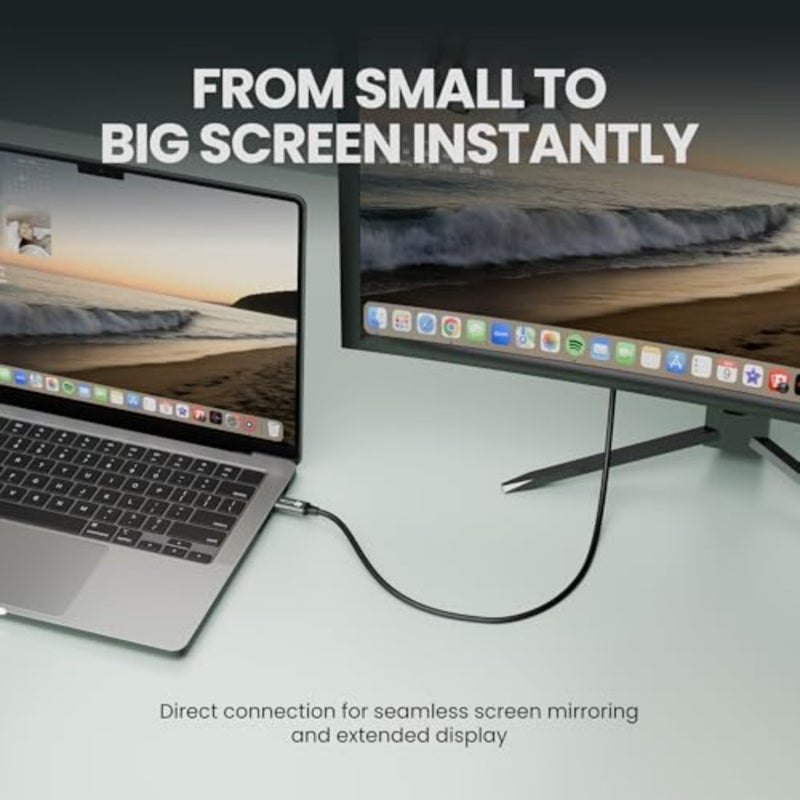 USB C to HDMI Cable 2M, 4K UHD Type C to HDMI Adapter Cable, Thunderbolt 3 Compatible for MacBook, iPad, Laptop, Android Phone to TV/Monitor/Projector 60Hz, Plug Play - Image 3