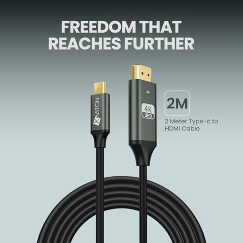 USB C to HDMI Cable 2M, 4K UHD Type C to HDMI Adapter Cable, Thunderbolt 3 Compatible for MacBook, iPad, Laptop, Android Phone to TV/Monitor/Projector 60Hz, Plug Play - Image 4