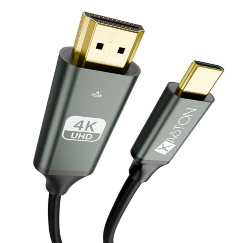 USB C to HDMI Cable 2M, 4K UHD Type C to HDMI Adapter Cable, Thunderbolt 3 Compatible for MacBook, iPad, Laptop, Android Phone to TV/Monitor/Projector 60Hz, Plug Play - Image 1