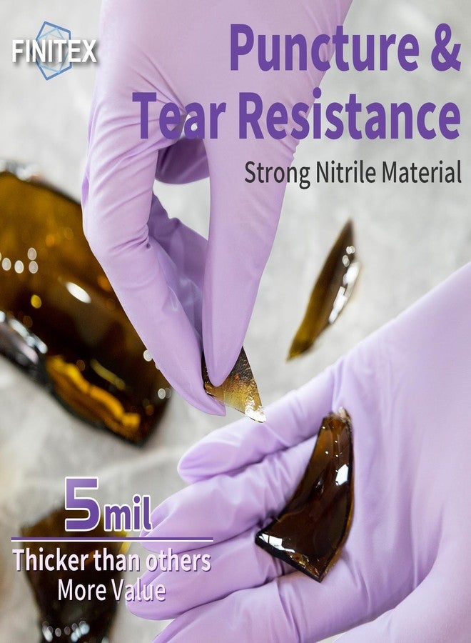 FINITEX Nitrile Disposable Latex-Free Gloves Purple - 5mil 100PCS/Box Powder-Free 12inch Guantes de Nitrilo Cleaning Medical Exam Food Cooking Glove (Small, Box of 100) - Image 2