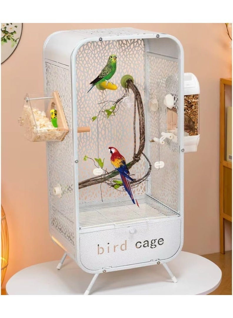 قفص طيور بانورامي من الأكريليك من شامواه  قفص عرض منزلي للطيور والحيوانات الأليفة 77 × 35 × 28 سم، فيلا طيور داخلية تتضمن ملحقات كاملة، فيلا سحابة طائرة مقاومة للرذاذ - Image 1