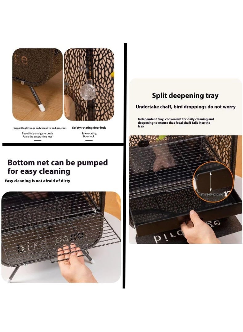 قفص طيور بانورامي من الأكريليك من شامواه  قفص عرض منزلي للطيور والحيوانات الأليفة 77 × 35 × 28 سم، فيلا طيور داخلية تتضمن ملحقات كاملة، فيلا سحابة طائرة مقاومة للرذاذ - Image 3