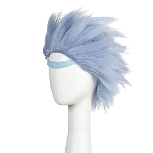 Qaccf Short Straight Halloween Costume Cosplay Party Wig with Eyebrow Set (Blue) - Image 3