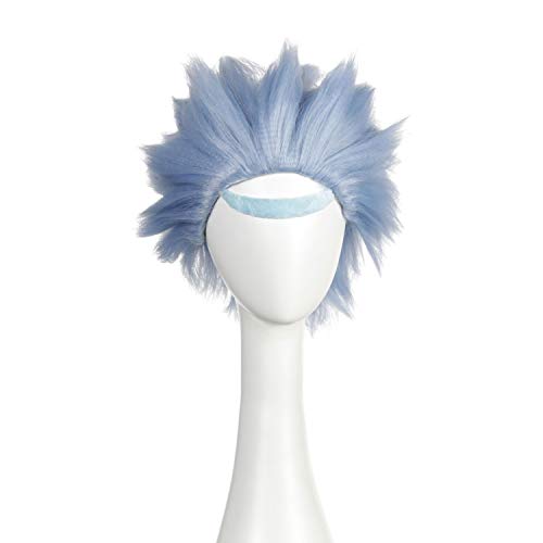 Qaccf Short Straight Halloween Costume Cosplay Party Wig with Eyebrow Set (Blue) - Image 1