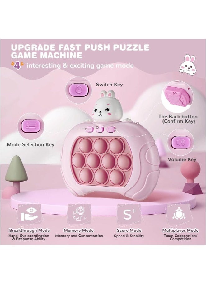 ألعاب فidget البوب للأطفال، لعبة فقاعات الدفع السريعة المحمولة، لعبة ألغاز فقاعات الدفع، 4 أوضاع، لعبة ألغاز محمولة أكثر تحديًا للأطفال، هدية عيد ميلاد (أرنب) - Image 2