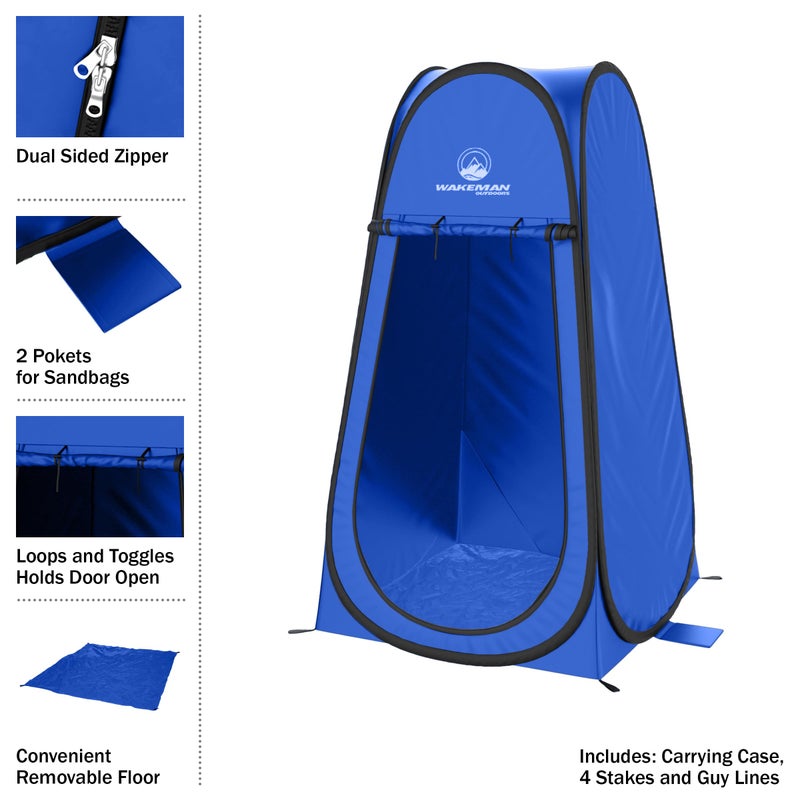 Wakeman Pop Up Pod - Privacy Shower Tent, Dressing Room, or Portable Toilet Stall with Carry Bag for Camping, Beach, or Tailgate by Wakeman Outdoors (Blue) - Image 3