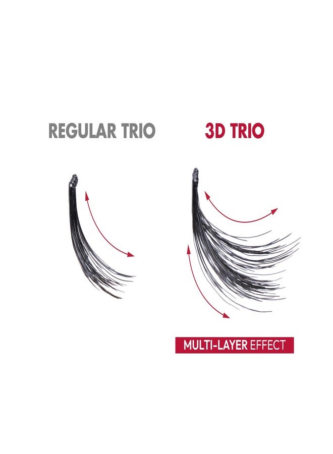 i.Envy iENVY False Eyelashes Triple Black 3D Individual Trio Lashes 3X Volume Reusable Eyelash Clusters (Medium) - Image 5