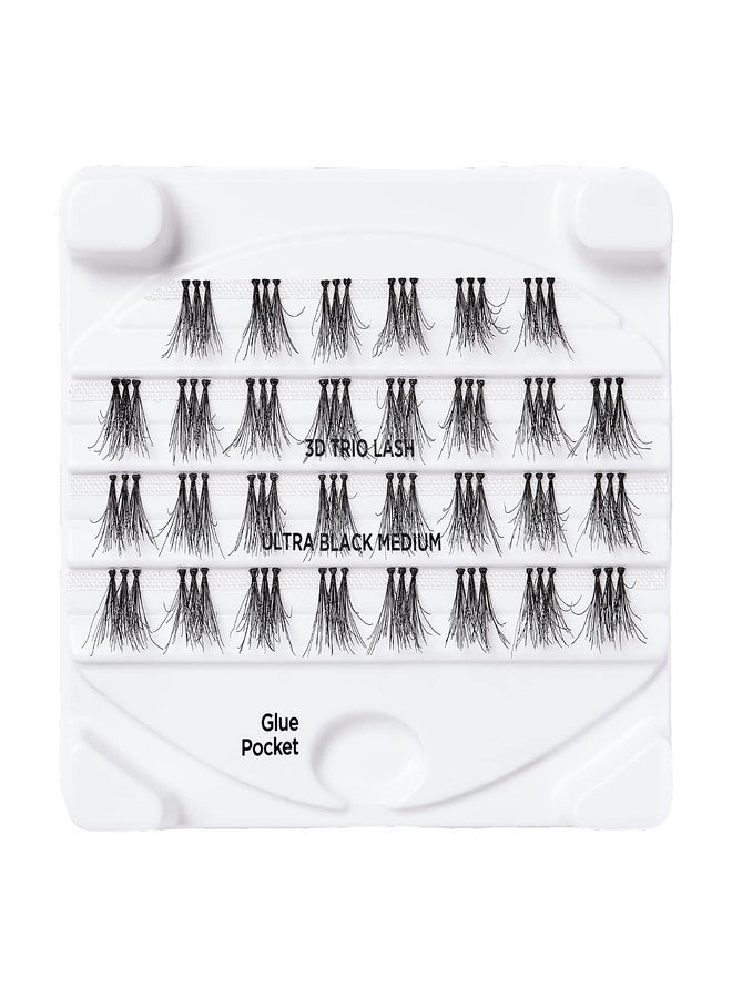 i.Envy iENVY False Eyelashes Triple Black 3D Individual Trio Lashes 3X Volume Reusable Eyelash Clusters (Medium) - Image 2