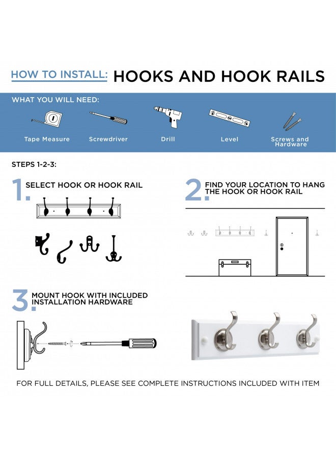Franklin Brass Franklin Brass (1-Pack) Triple Wall Hooks 3-Prong Hooks for Hanging Satin Nickel Wall Mount Hanger Backpack, Purse, Bag, Towel Organization Decorative Wall Hooks B42306J-SN-C  - Image 2