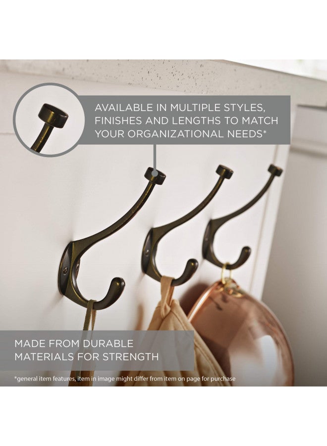 Franklin Brass Franklin Brass (1-Pack) Triple Wall Hooks 3-Prong Hooks for Hanging Satin Nickel Wall Mount Hanger Backpack, Purse, Bag, Towel Organization Decorative Wall Hooks B42306J-SN-C  - Image 4