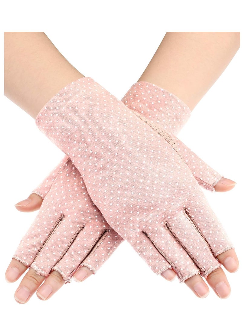 MahMir MahMir® UV Protection Driving Gloves Fingerless Gloves Non Slip Summer Outdoor Gloves for Women and Girls (Pink)  - Image 1