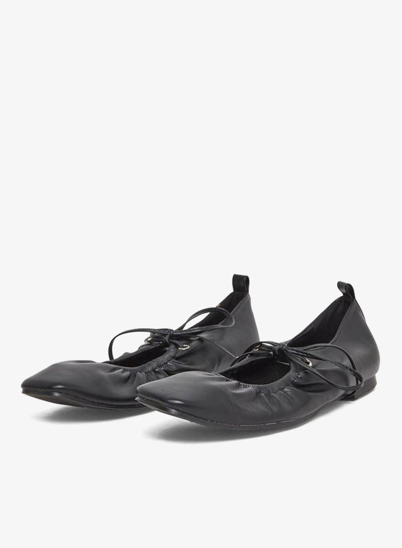 Styli Women Black Leather Ballet Shoes - Image 3