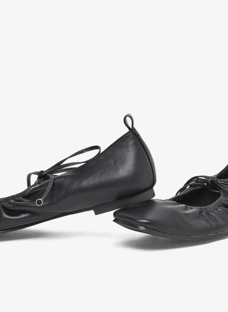 Styli Women Black Leather Ballet Shoes - Image 4