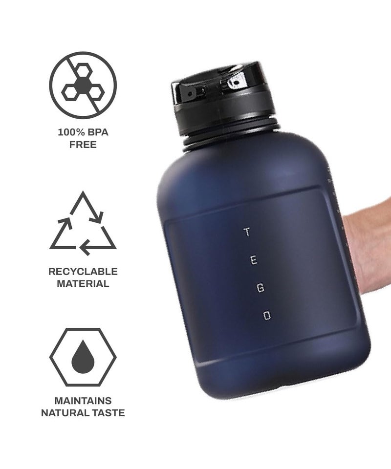 TEGO Rise Tritan Water Bottle | 1700ml Secure Flip Lock Lid | BPA-Free, Durable & Impact-Resistant | Wrist Strap for Easy Carry | Hydration Tracker | Gym, Office, Travel Water Bottle - Image 2