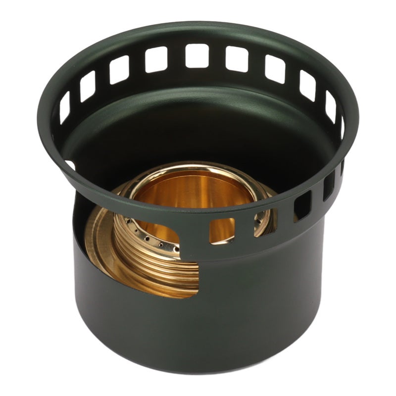 Portable Camping Stove Dark Green Copper & Aluminium Alloy Split Design - Windproof Concentrated Energy Combustion Alcohol Stove for Outdoor Backpacking Picnic Home Use - Image 2