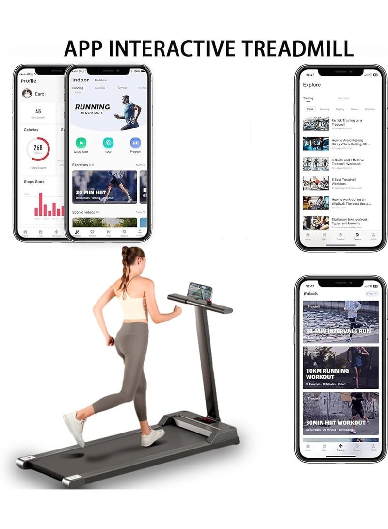 Glanfen 1~6KM/H 2.0HP Smart Home Ultra-Quiet Fitness Flat Treadmill, Portable Folding Walking Treadmill  - Image 4