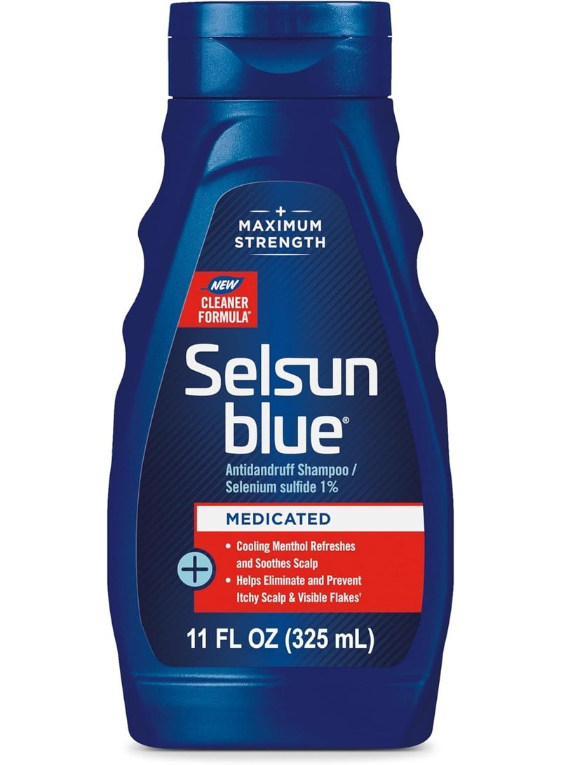 Selsun blue Medicated Antidandruff Shampoo, Maximum Strength Scalp Treatment With Selenium Sulfide, 11 fl. oz. - Image 1