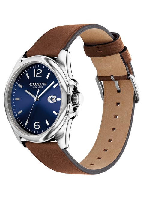 Men's Analog Round Shape Leather Wrist Watch 14602585 - 41 Mm