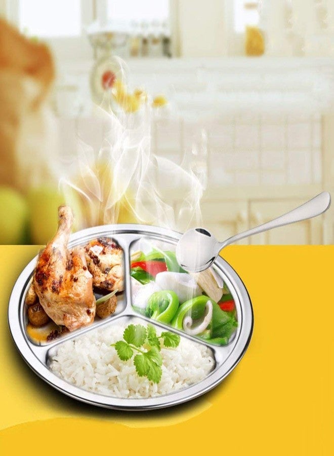 TEERFU طقم أطباق مقسمة من الفولاذ المقاوم للصدأ من TEERFU: طقم من 3 أقسام، يتكون من صينيتين للتقديم، مثالي للتخييم، ولتقديم وجبات الغداء والعشاء. - Image 3