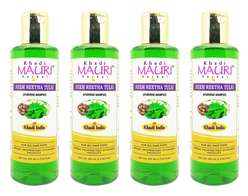 Khadi Mauri Neem Reetha Tulsi Shampoo - Pack of 4 (840 ml) - Image 5