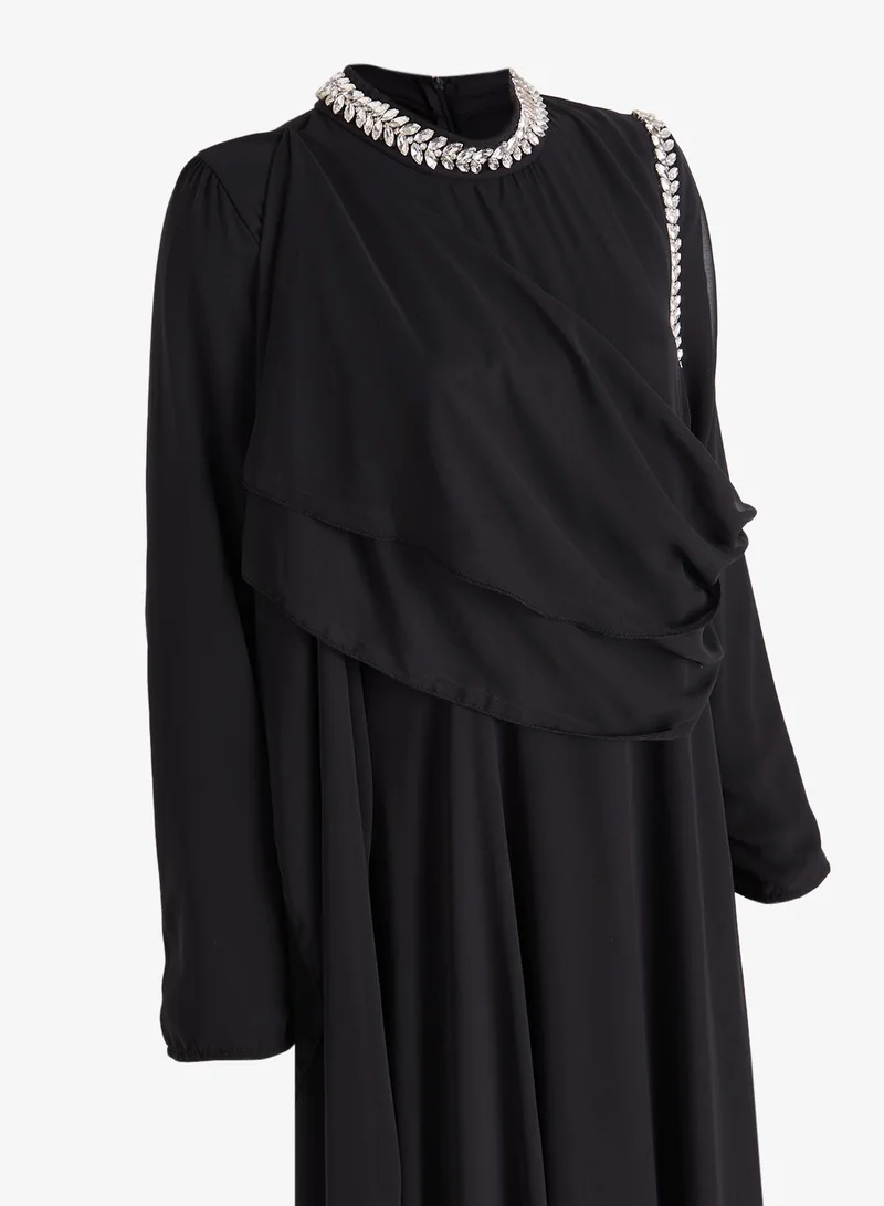 Khizana  Plus Size A-line Dress With Shoulder Drape for Women | Best Price UAE