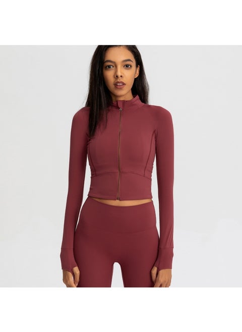 alo Sport Coat Women's tight yoga wear quick-drying long-sleeved top Zipper cardigan Running fitness jacket