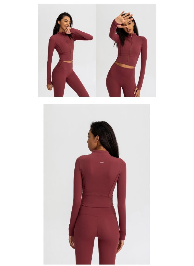 Alo Yoga - alo Sport Coat Women's tight yoga wear quick-drying long-sleeved top Zipper cardigan Running fitness jacket - Image 1