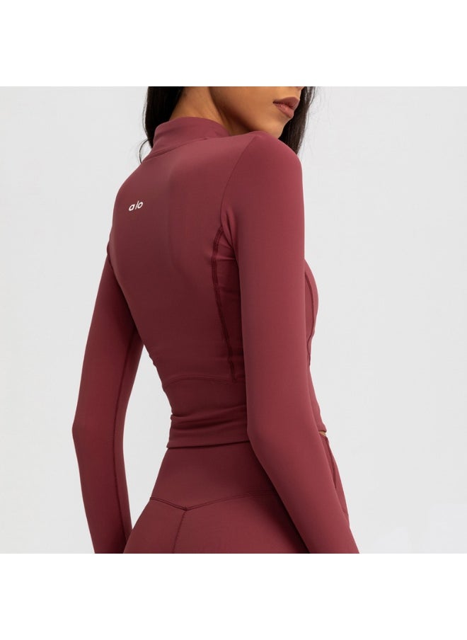 Alo Yoga - alo Sport Coat Women's tight yoga wear quick-drying long-sleeved top Zipper cardigan Running fitness jacket - Image 1
