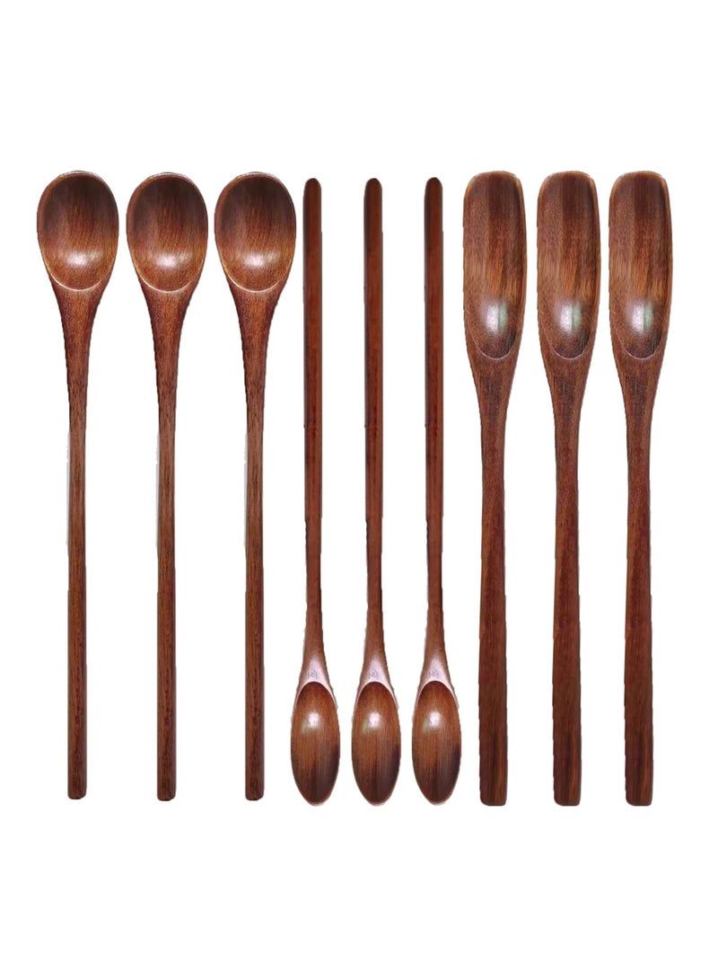 Excefore Wooden Spoons Coffee Spoons Teaspoons Handmade Wood Tasting Spoon Iced Tea Spoons Mini Stirring Spoon Espresso Mixing Spoon Teaspoon Dessert Honey Spoons Table Spoon - Image 1