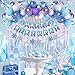 jenmir Frozen Birthday Decorations for GirlFringe CurtainsHappy Birthday BannerSnowflake Foil balloonBlue Purple BalloonsCake Toppers - Image 2