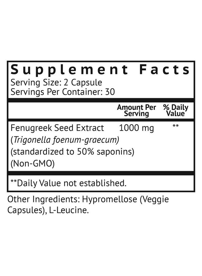 VitaMonk FenuTrax™ Fenugreek Extract Powerful 50% Fenugreek Seed Extract Standardized for Fenuside - High Furostanol Glycoside and Saponin Content When Compared to Testofen - 60 Capsules - Image 2