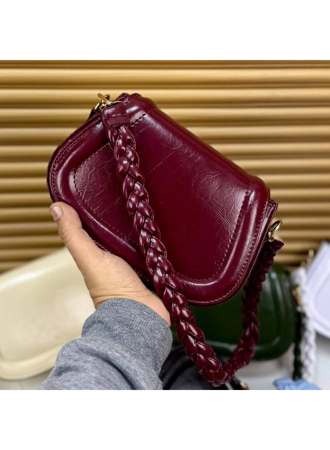 Women’s Shiny PU Leather Crossbody Bag – Small Stylish Single Pocket Shoulder Bag for Daily Use - Image 2