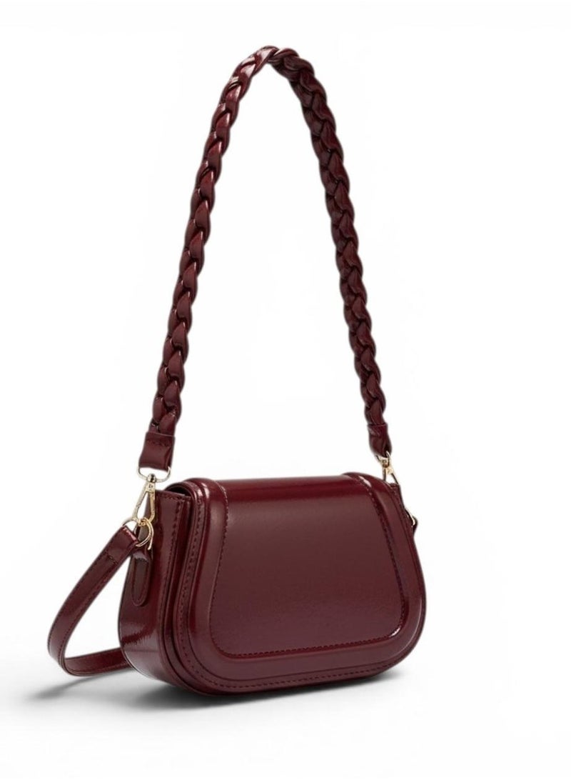 Women’s Shiny PU Leather Crossbody Bag – Small Stylish Single Pocket Shoulder Bag for Daily Use - Image 1