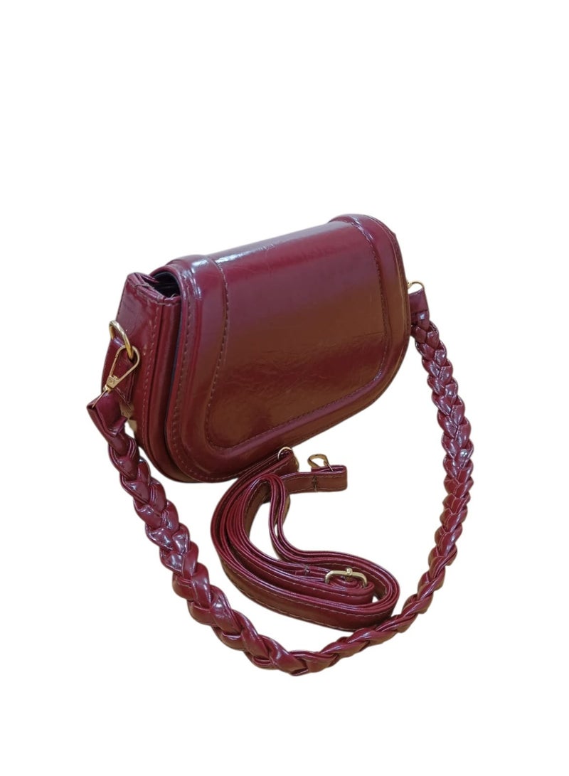 Women’s Shiny PU Leather Crossbody Bag – Small Stylish Single Pocket Shoulder Bag for Daily Use - Image 5